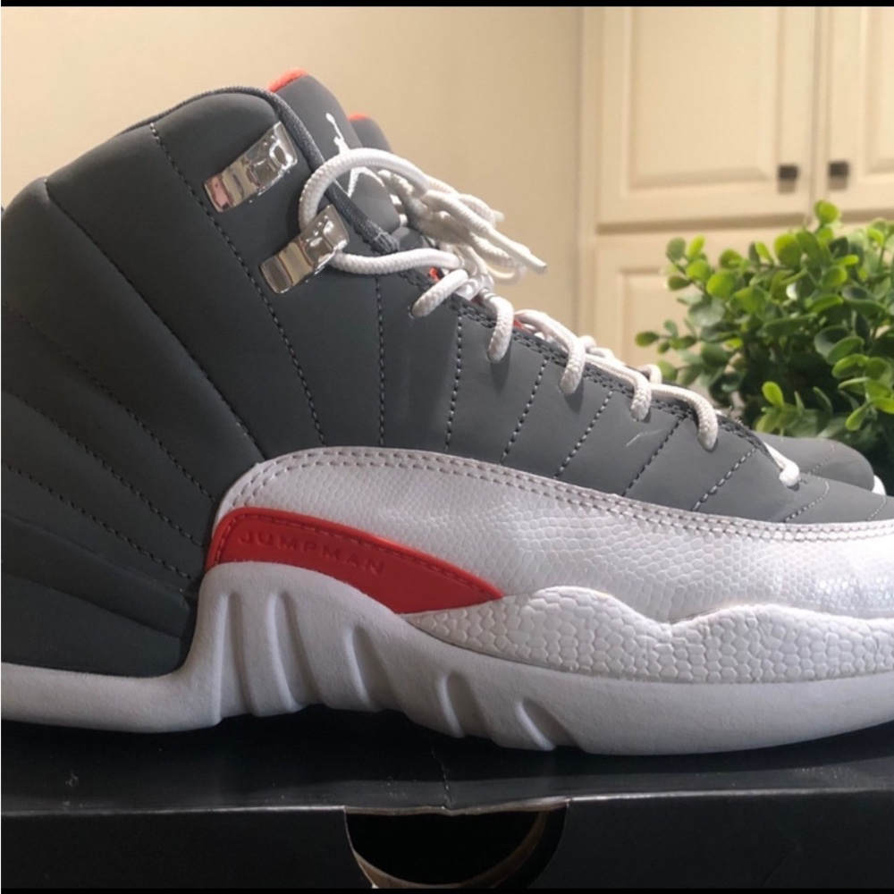 Jordan Air 12 Retro Cool Grey and White with Team Orange